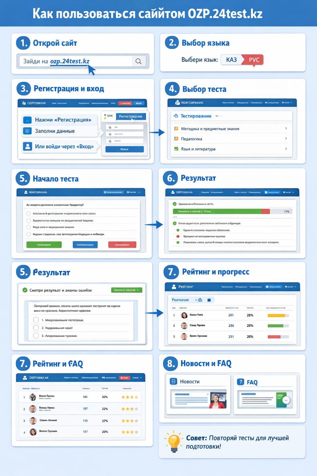 Инструкция по использованию OZP.24TEST.KZ